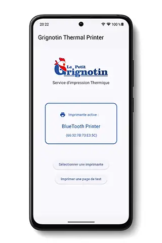 grignotin thermal printer sur mobile